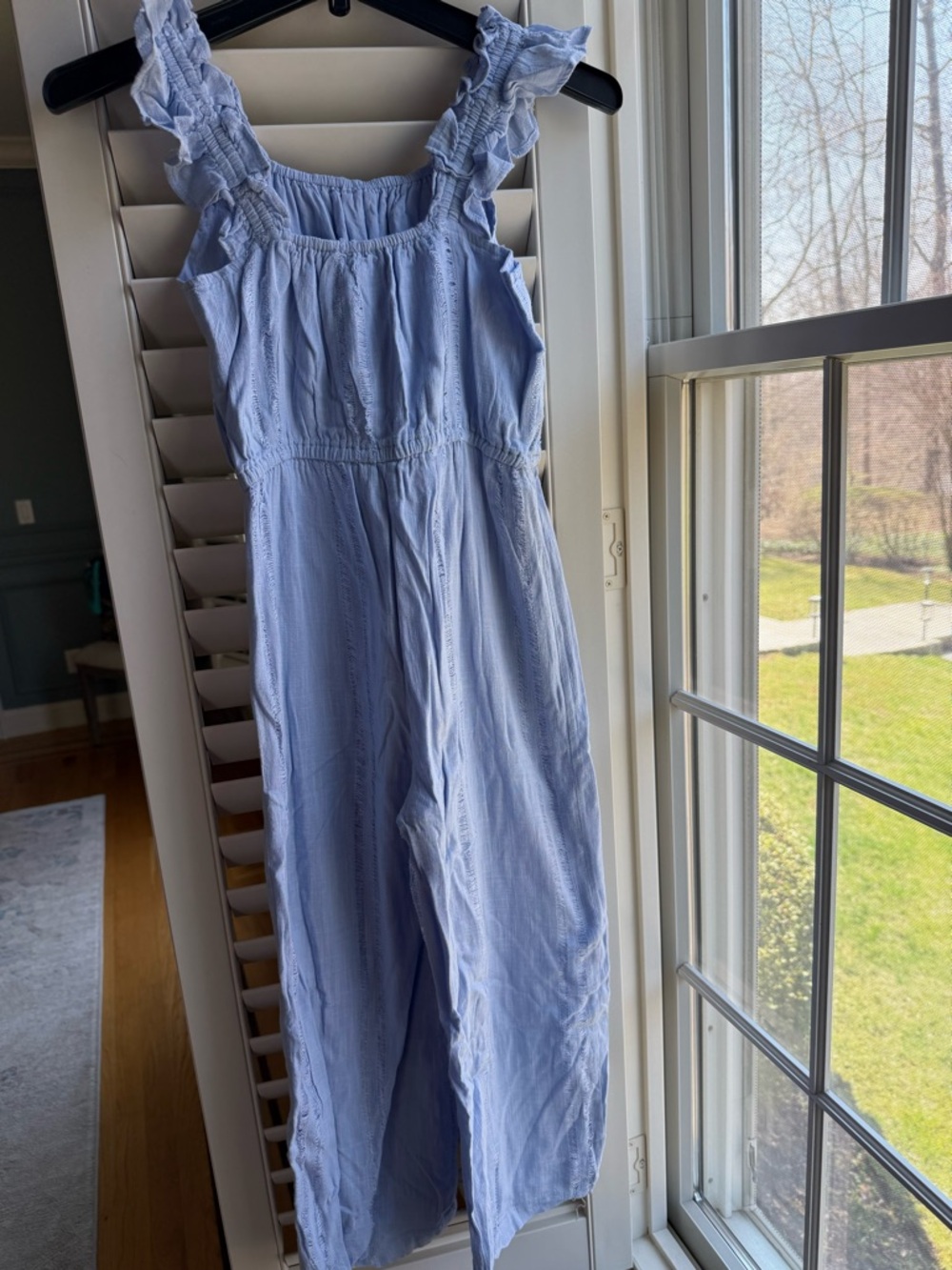 Mango Light Blue Ruffle-Strap Kids One-Piece Jumpsuit set size 10